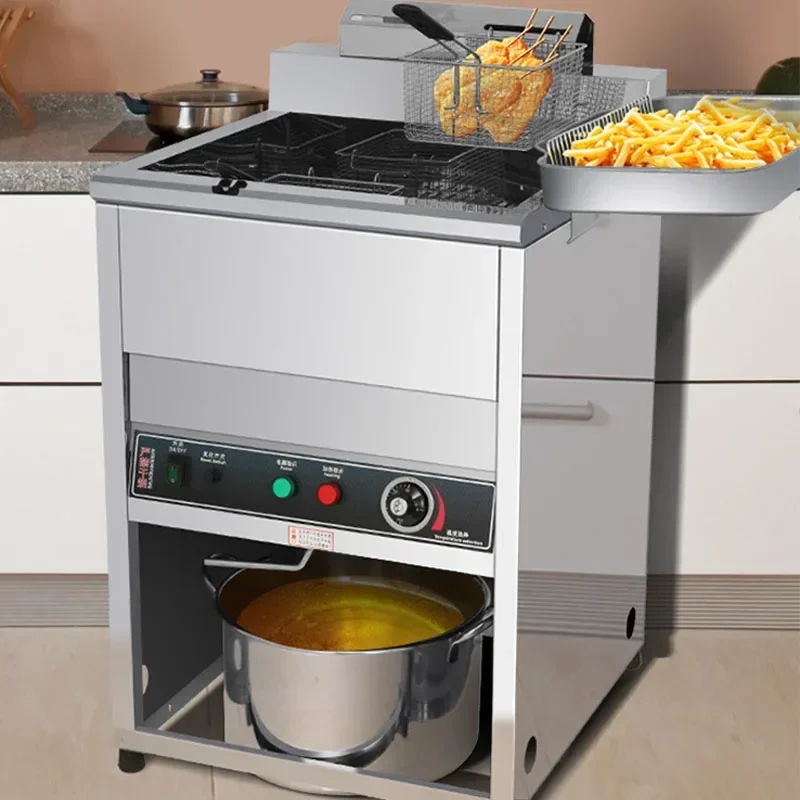 مقلاة كهربائية منزلية 220 فولت 40 لتر سعة كبيرة عمودي اسطوانة واحدة اسطوانة مزدوجة آلة المقلاة سلسلة الدجاج المقلي