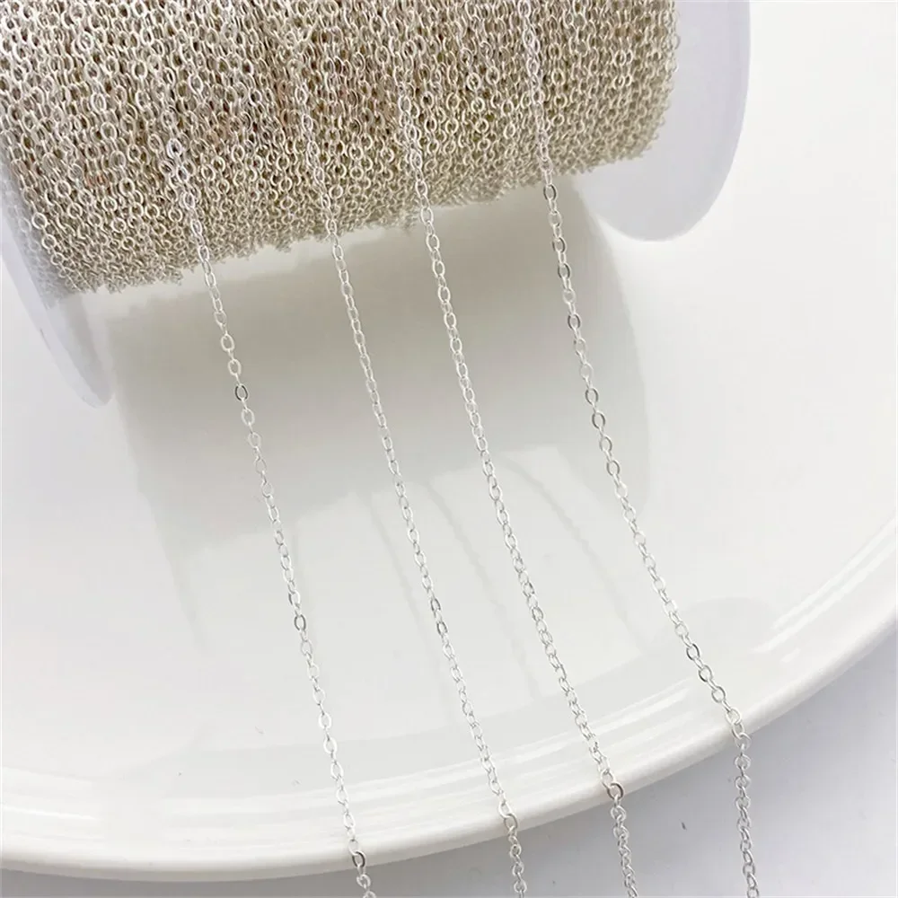 S925 Sterling Silver Plain Silver Embossed Cross Chain O-shaped Chain Handmade DIY Bracelet Necklace Extension Chain Accessory