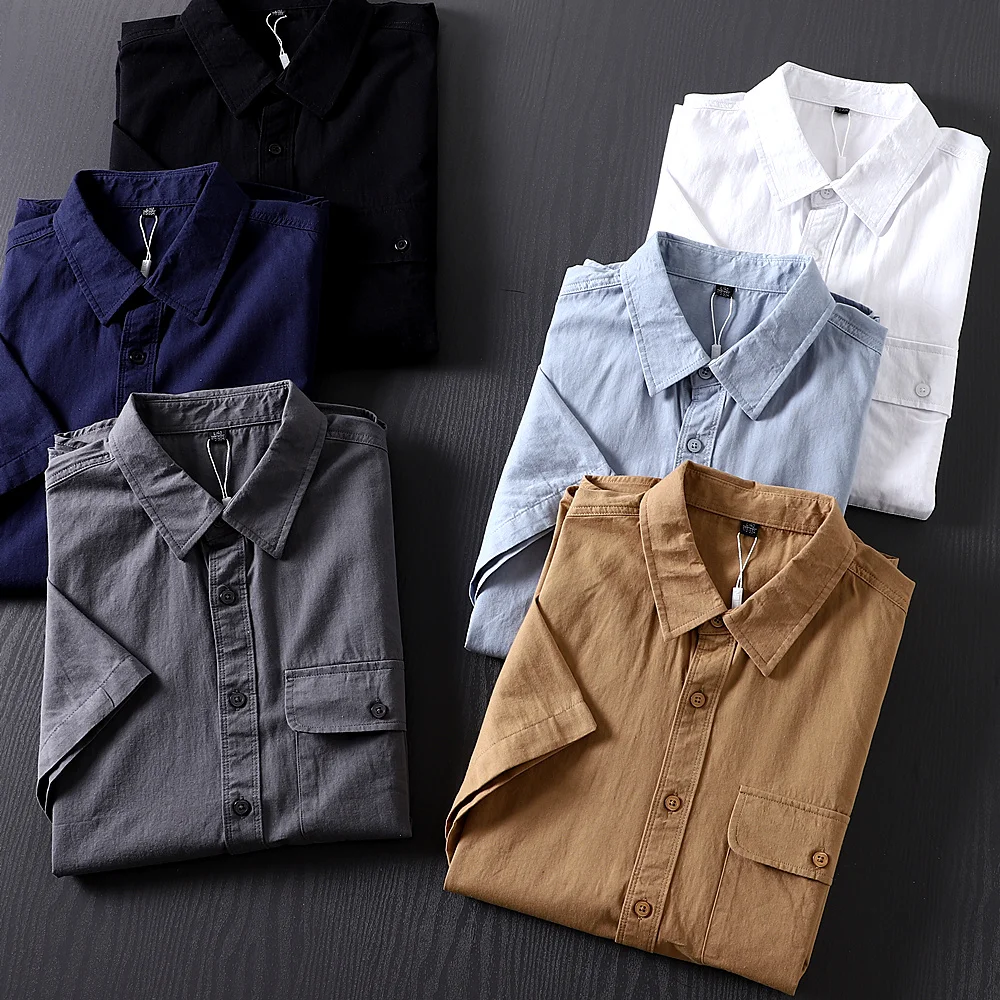 

Простая рабочая одежда American Sle ket Design Summer Retro ort Sve Мужская одежда irt Waed из чистого хлопка Свободная повседневная одежда irt