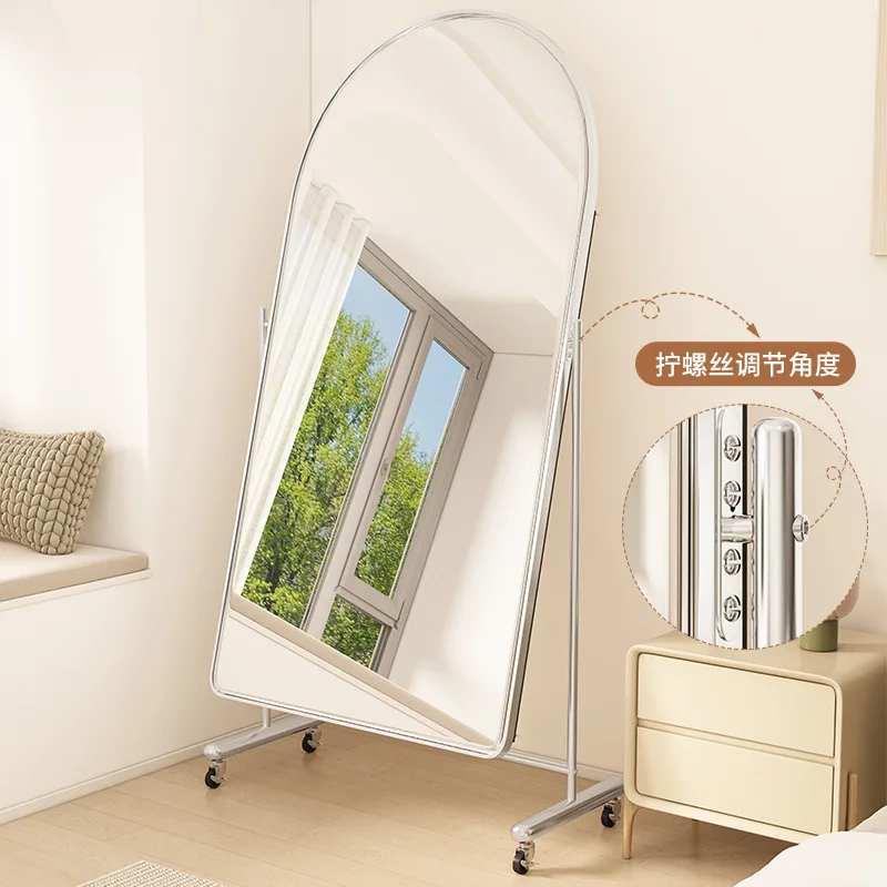 

High definition full body mirror showing height thinness dressing household floor mirror arched movable Internet celebrity p
