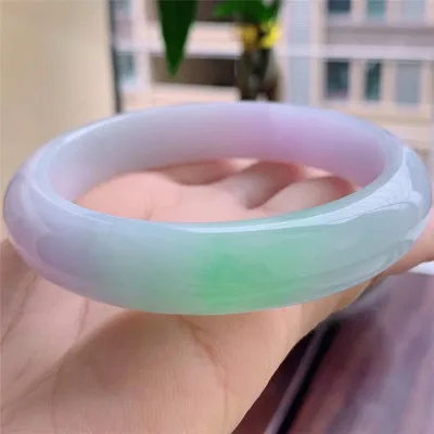 

Natural light green two-color Myanmar jade 52mm-62mm bracelet exquisite princess bracelet best gift for mom girlfriend