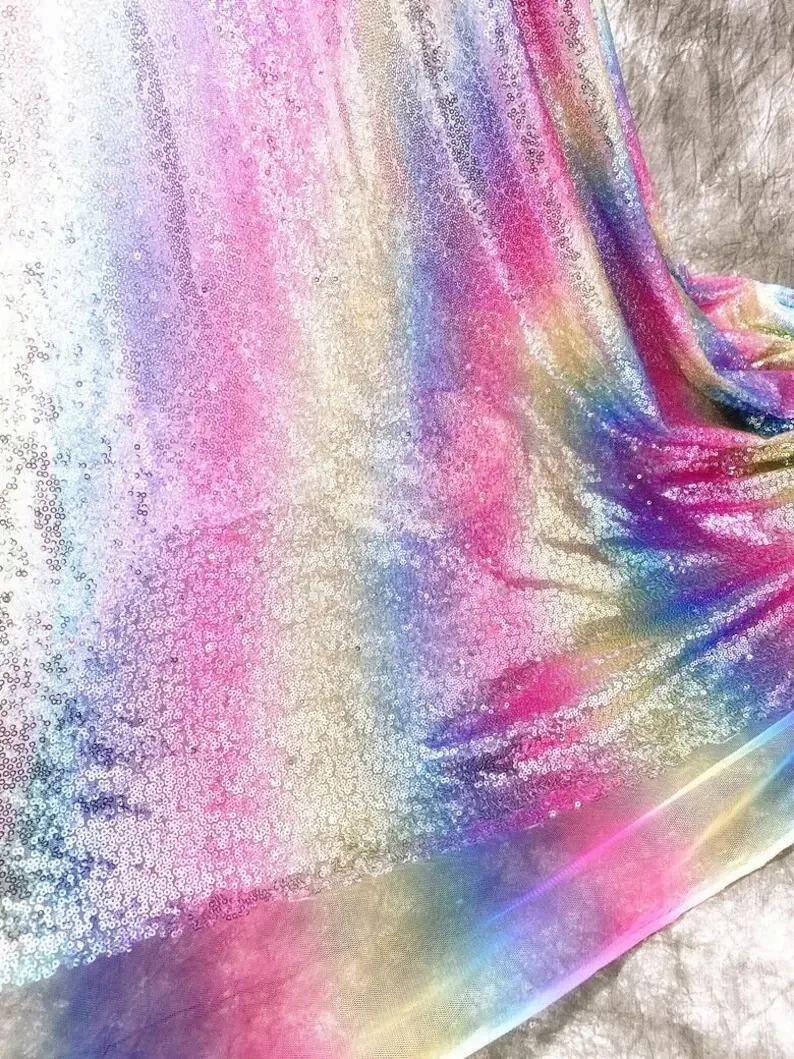 Exquisite purple gradient sequins fabric colorful sequin Fabric For Baby Tutu Dress, Gowns, Wedding Veil, party dress 1 yards