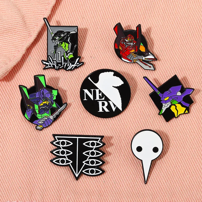 Anime EVA EVANGELION-01 Q-version kawaii Action Figures Cartoon brooch Alloy badge Pin accessories Toys Gifts