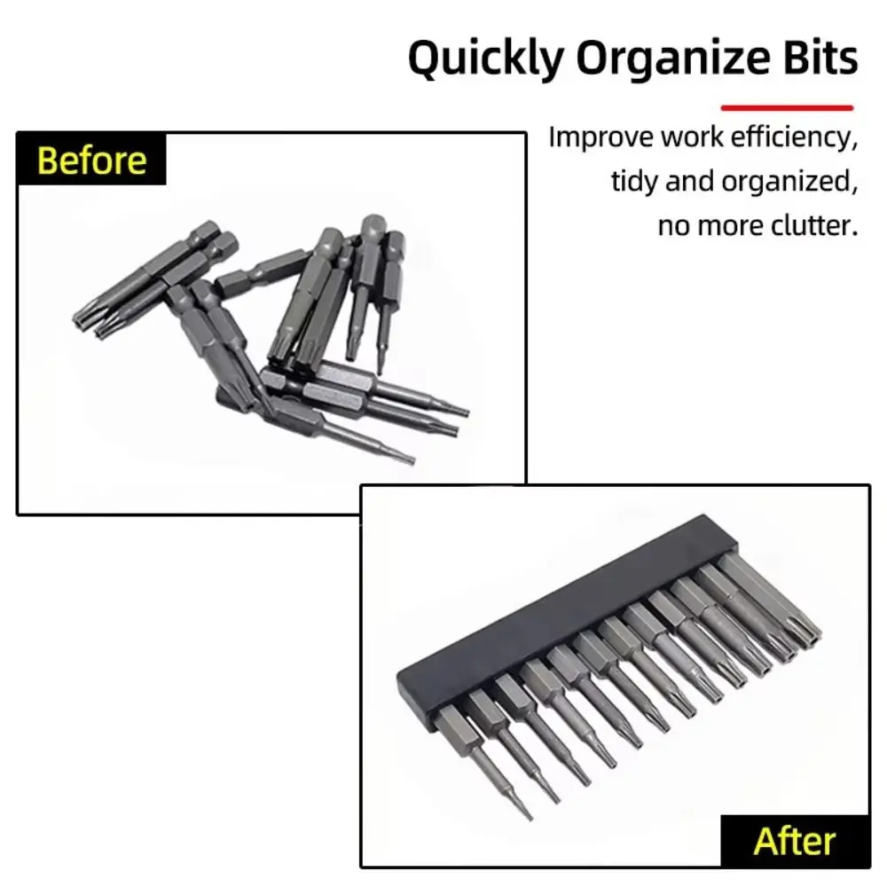 New 6/10/8/12 Holes Screwdriver Bit Holder Hex Shank Plastic Screwdriver Head Storage Black Power Tools Accessories