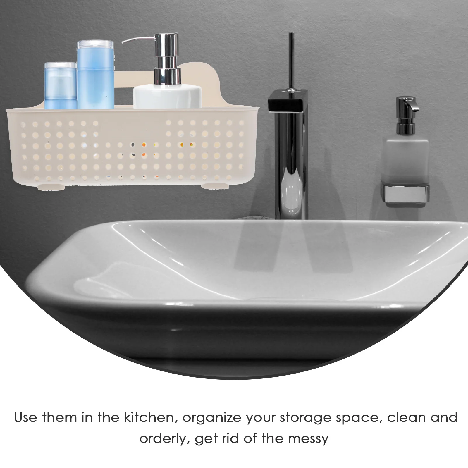 

2pcs Wall Storage Basket Multi-Purpose Kitchen Spice Rack Bathroom Hanging Organizer Shower Shelf Seasoning Bottles Holder