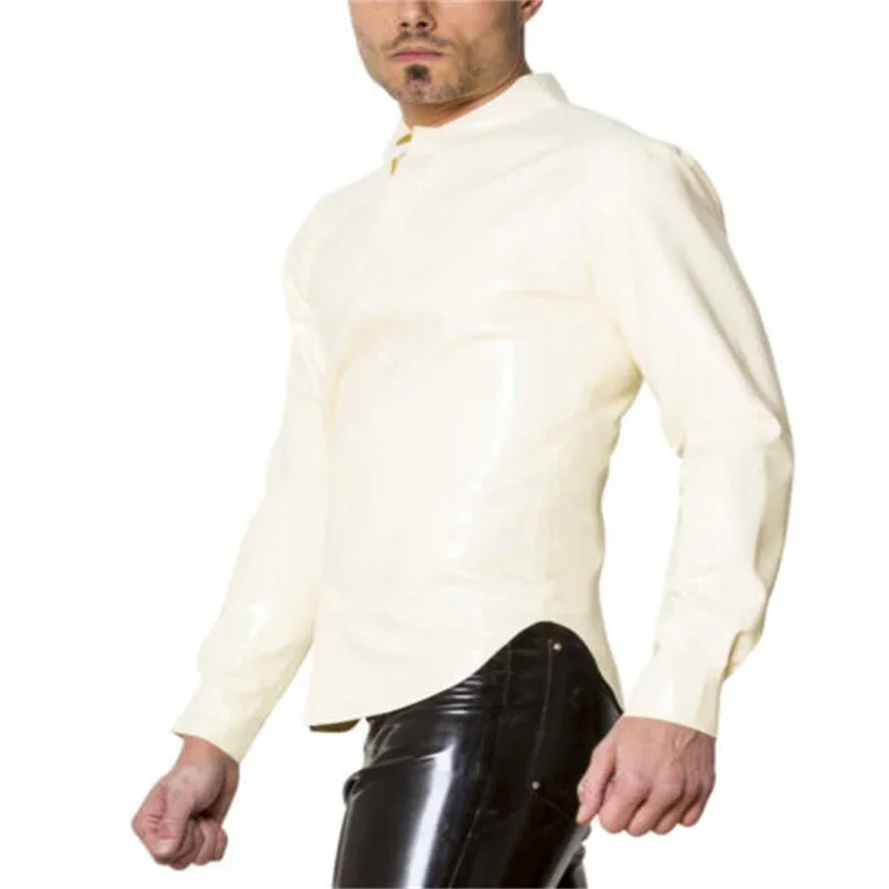 Latex Catsuit Men's Shirts Classic Fitted Pure Color Cool Unique Customized .4mm Sexy Lingerie Cosplay Costumes - view 2