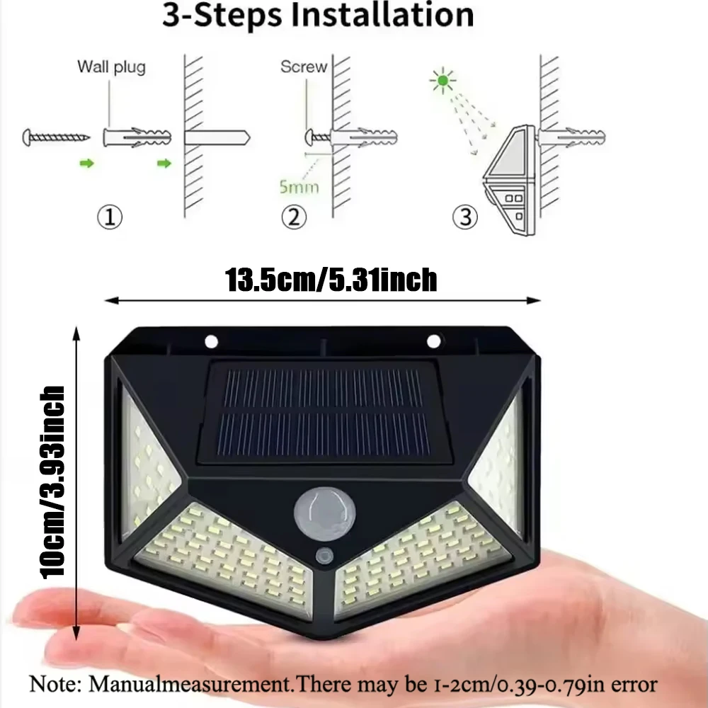 1/2/4 Pack, Outdoor Solar Patio Wall Light, Garden Home Wall Decor 100 LED Exterior Wall Light image 3