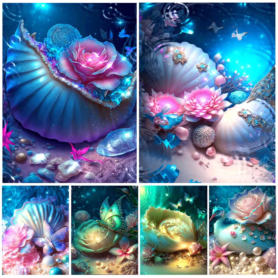 New Arrivals DIY Diamond Painting Full Mosaic Underwater Scenery Shells Diamond Embroidery Dream Flower Cross Stitch kits GG478