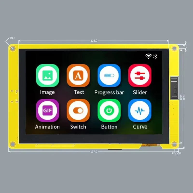 

ESP32-S3 5 Inch IPS LCD 800*480 WiFi & Bluetooth HMI 8M PSRAM 16M Flash Optional Capacitive Touch/Without Touch For Arduino Lvgl