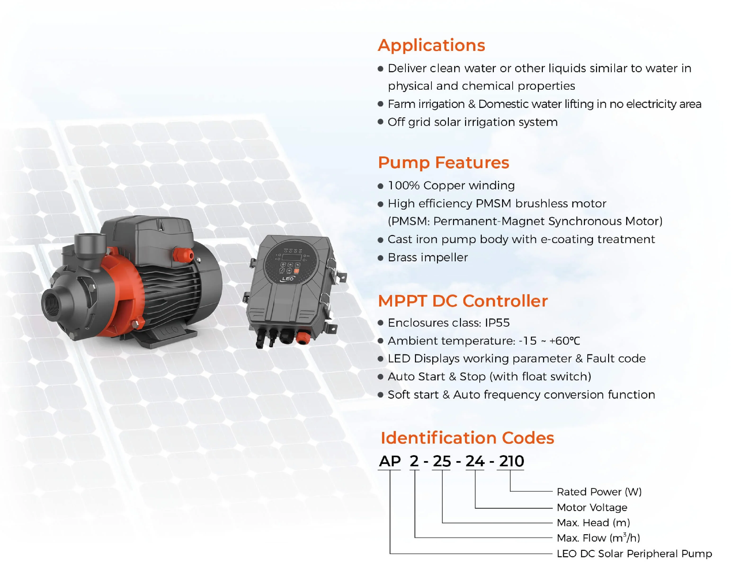 Solar Surface Centrifugal Pump System Solar Powered Water Pump