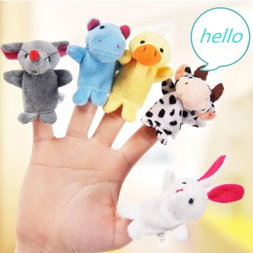 5PCS Cute Baby Toys Cartoon Animal Hand Finger Puppets Pretend Play Plush Dolls Parent-child Game Props Funny Gifts for Children