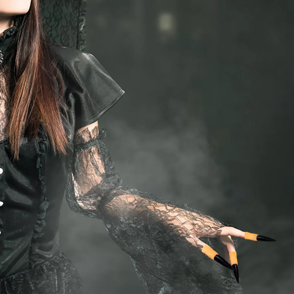 

50 шт., накладные ногти с рукавами на Хэллоуин для малышей, реквизит, кончики когтей, чехлы на пальцы зомби, жуткие