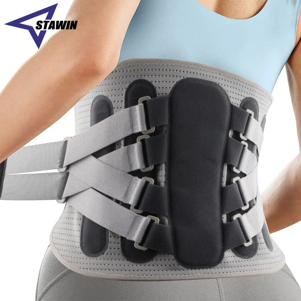 Back Brace with 8 Support Belts, Lower Back Support with Large Area Aluminum Support, Waist Brace for Herniated Disc, Sciatica