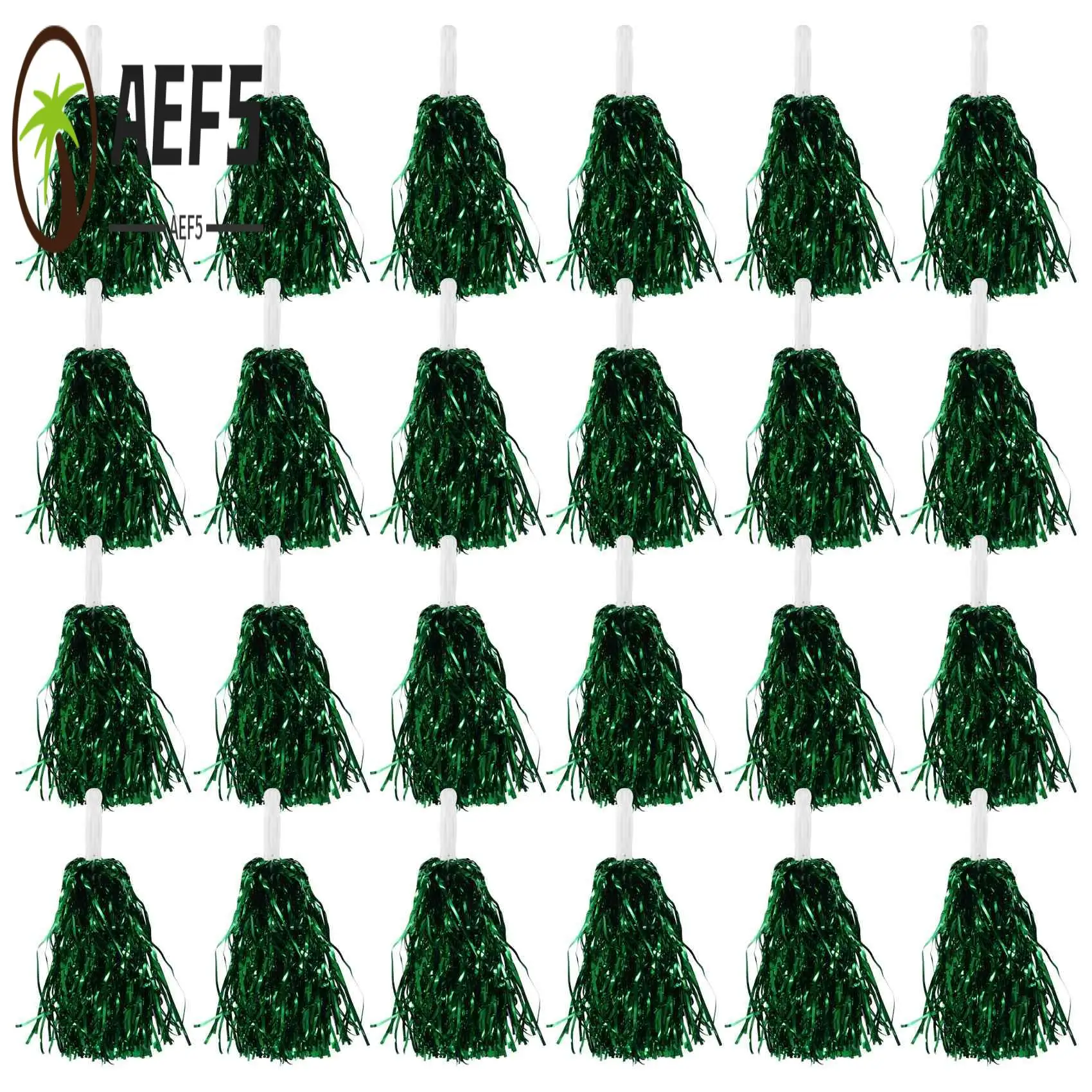 

AEF5-24Pcs Cheerleading Pom Poms Metallic Foil Cheer Pom Poms With Plastic Handle For Adults Kids Cheerleaders Party