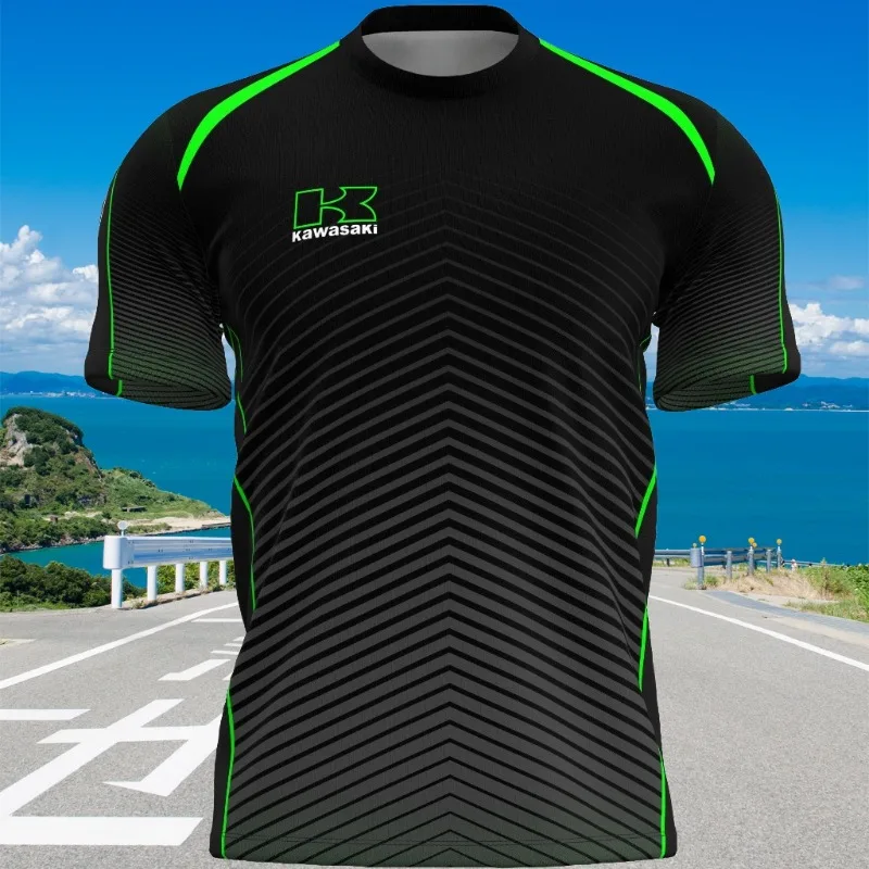 

MOTO-Kawasaki велосипедный костюм летняя быстросохнущая футболка с 3D принтом мужская модная спортивная одежда