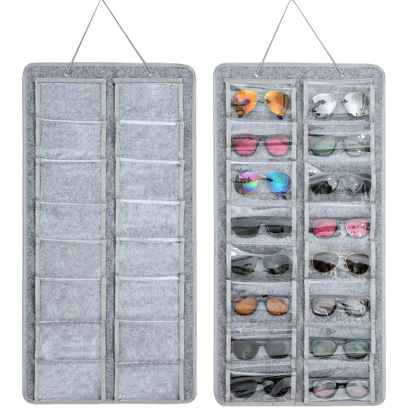 Organizer Felt Eyeglasses Stand Holder Wall-mounted For Sunglasses Glasses Storage Display Hanging Bag Wall Pocket Storage Box