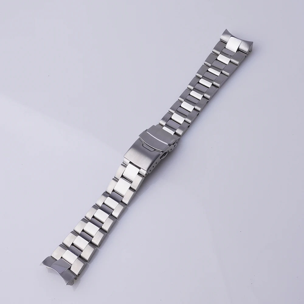 Rolamy 22 мм серебряный изогнутый браслет для часов, звенья из нержавеющей стали 316L, двойная застежка для Seiko 5 SSK001/003/005/027/033/036 Rolamy 22 мм серебряный изогнутый браслет для часов, звенья из нержавеющей стали 316L, двойная застежка для Seiko 5 SSK001/003/005/027/033/036