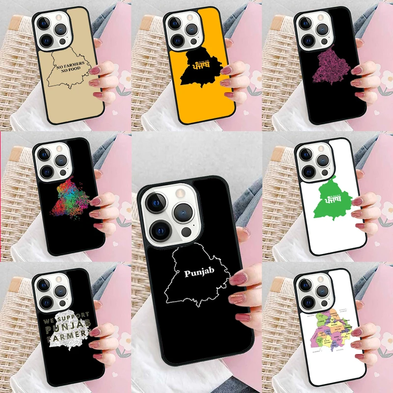 Punjab Map Outline Phone Case Cover For iPhone 16 15 14 plus XR XS 11 12 mini 13 pro max coque Shell Fundas