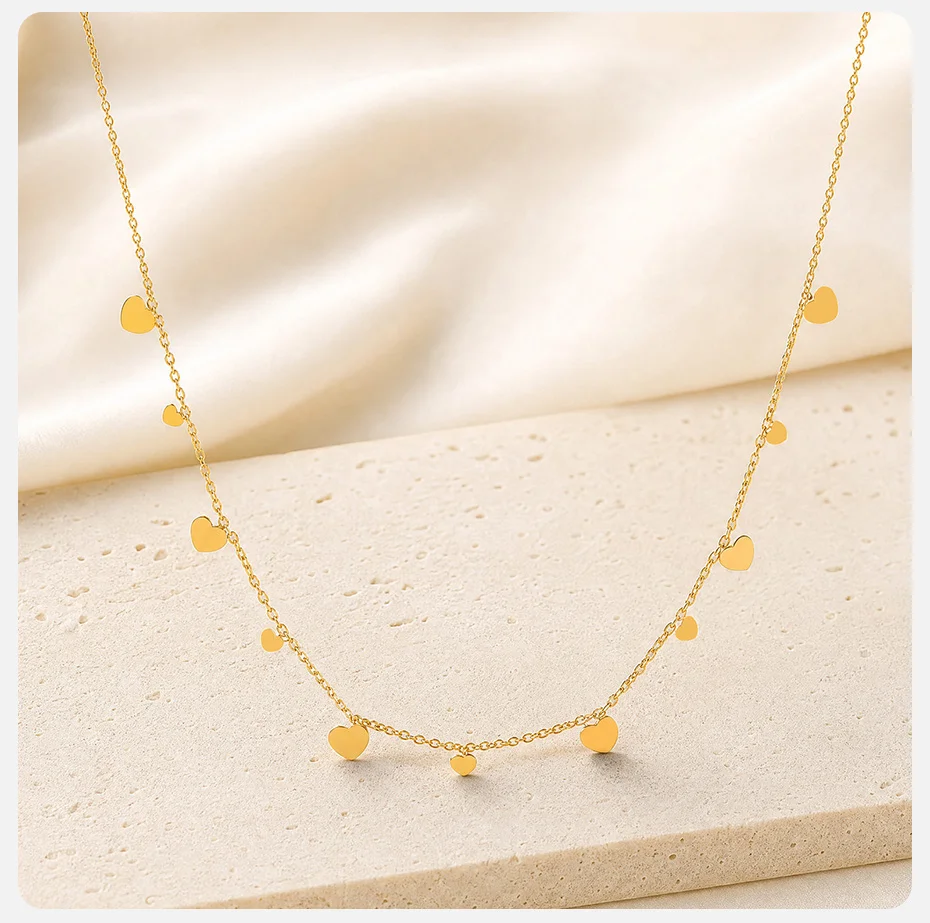 Vnox Minimalistische 18K PVD-vergoldete Herz-Halsketten für Damen, Edelstahl-Choker, Schlüsselbein-Kette, Party- und Alltagsschmuck – Detail 5