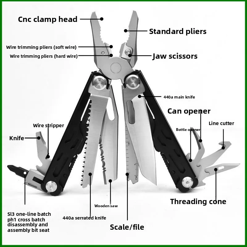 BHBT High-Carbon Steel Explosion-Proof Multitool Pliers Foldable Anti-Slip Outdoor camping emergency Electrical Tools