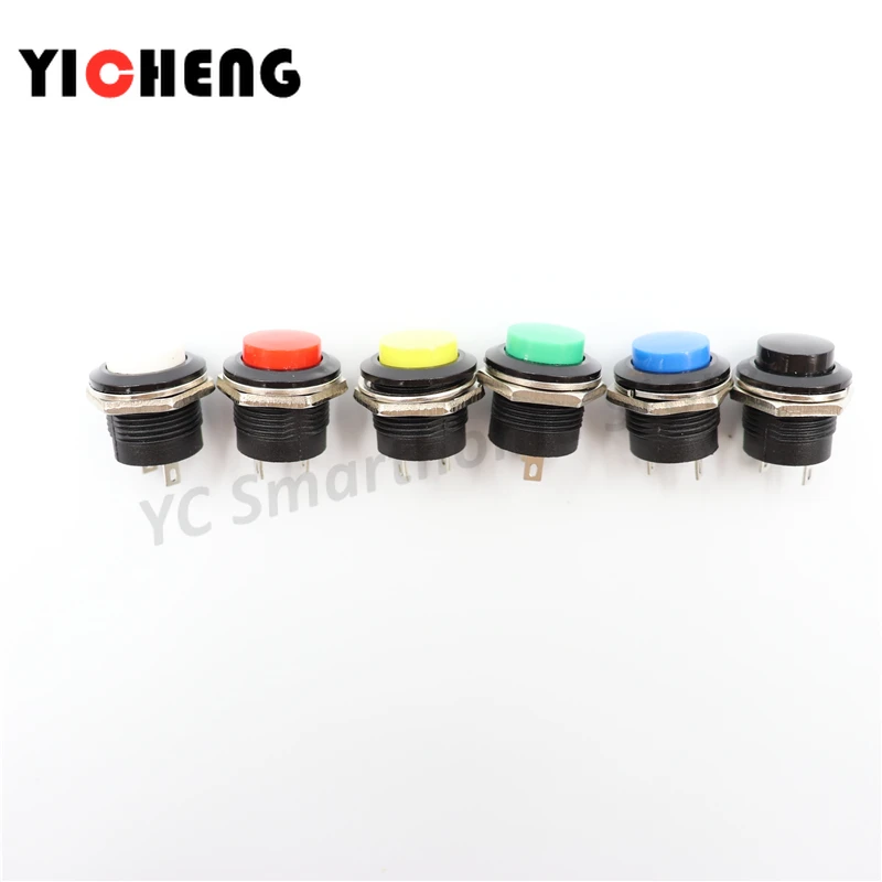 6 pcs Momentaneo SPST NO Protezione Rotonda Push Button Switch AC 6A/125V 3A/250V 6 colore R13-507 momentaneo push button