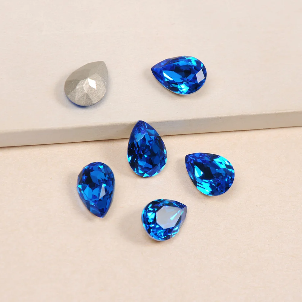 Capri Blue 4320 4/6/7/10mm High Quality Strass Crystal Dorp Shape Fancy Popular Rhinestones for 3D Nail Art Decorations