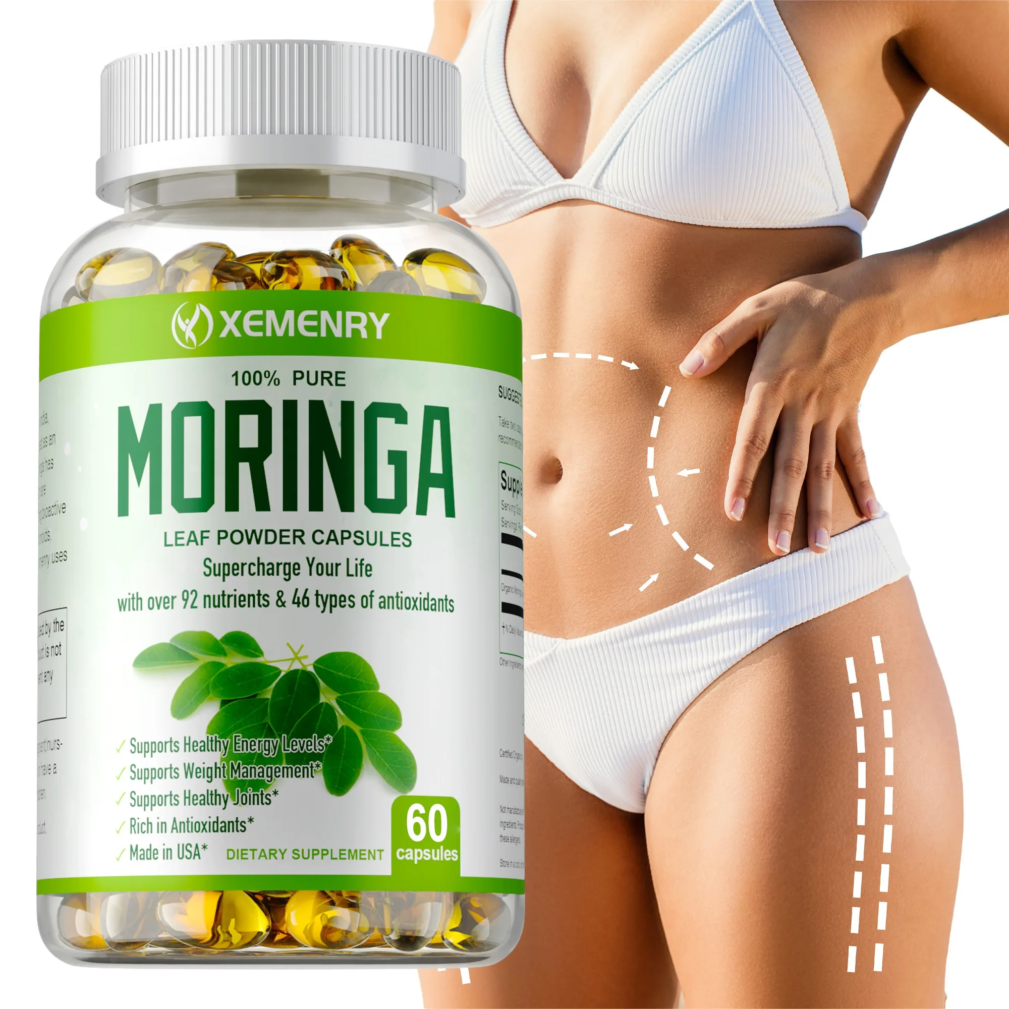 

Moringa - Support Immune System, Energy, Metabolism, Antioxidant - 60 Capsules