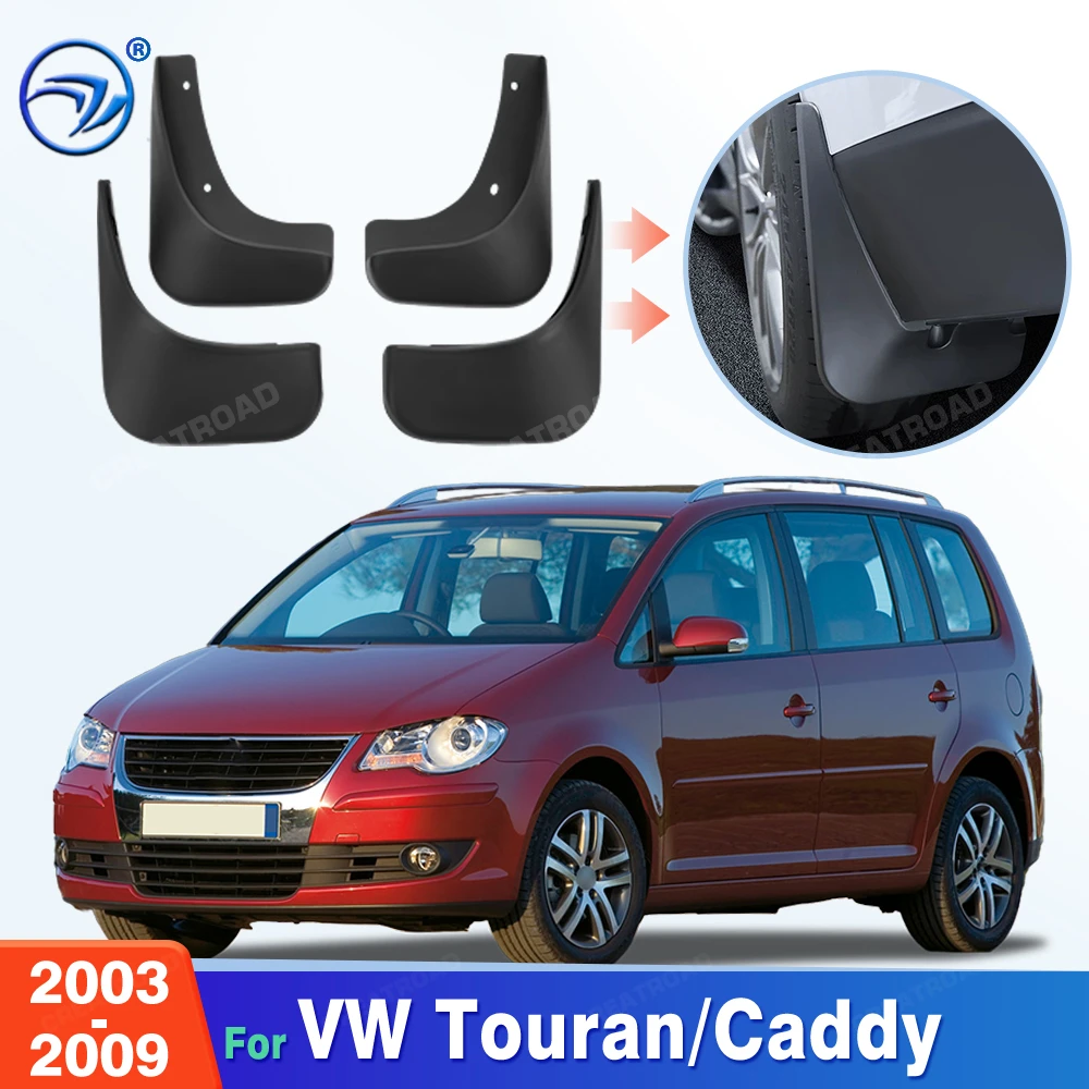 Custom Fit 4PCS Mud Flaps for Volkswagen VW Touran/Caddy MK1 2003 2004 2005 2006 2007 2008 2009 No Drilling Splash Guards Fender