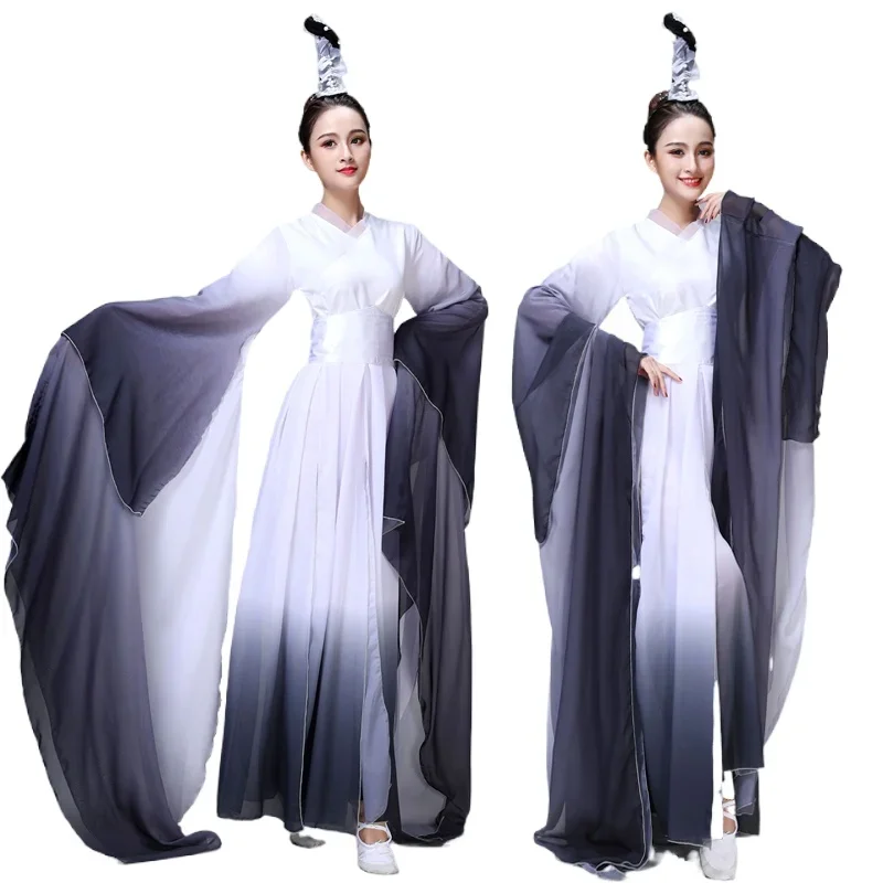 Long Sleeve Classical Folk Dance Fairy Clothing Water Sleeves Dance Costumes Adults Ancient National Hanfu Yangko Performance