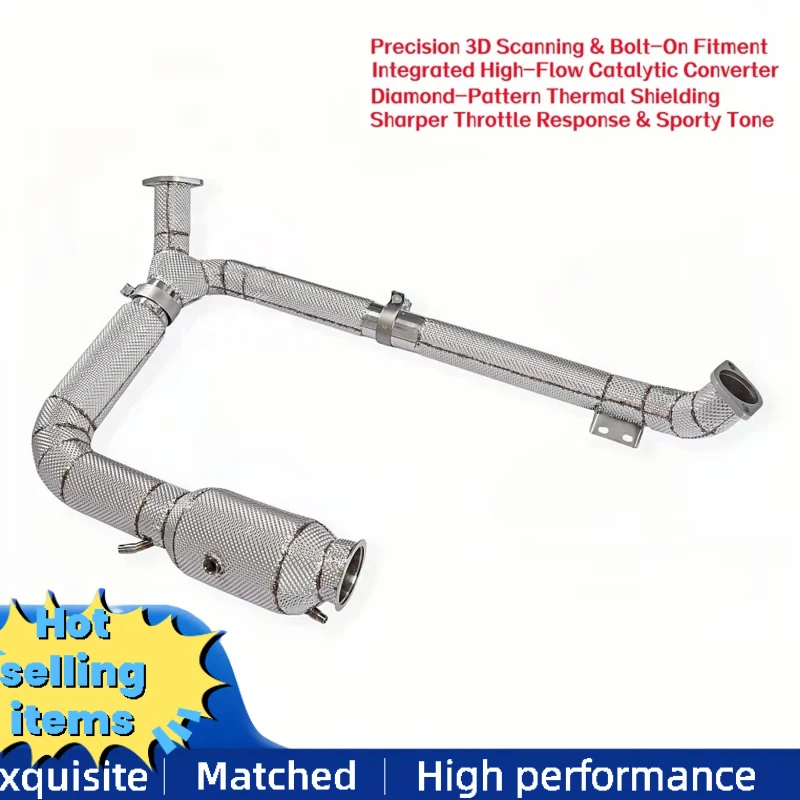 

Custom High-flow Ss304 Exhaust Downpipe for Porsche 718 2.0T 2.5T 2019+ with OPF Car Exhaust Pipe Head with Heat Shield