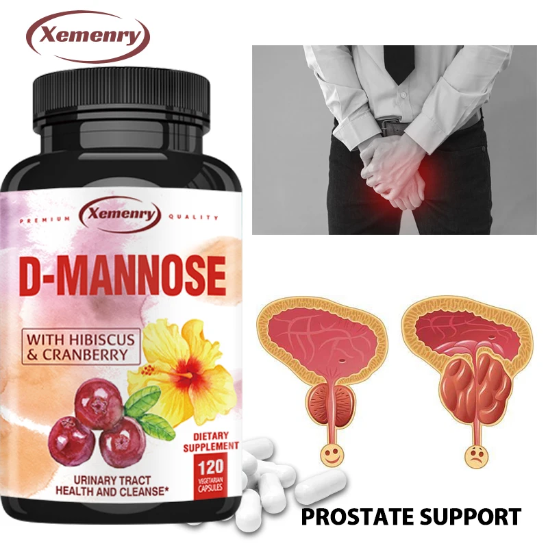 Mannose Capsules Urinary Tract Health Formula Organic Cranberry Fruit Powder and Hibiscus Healthy Bladder, Rapid Detoxification