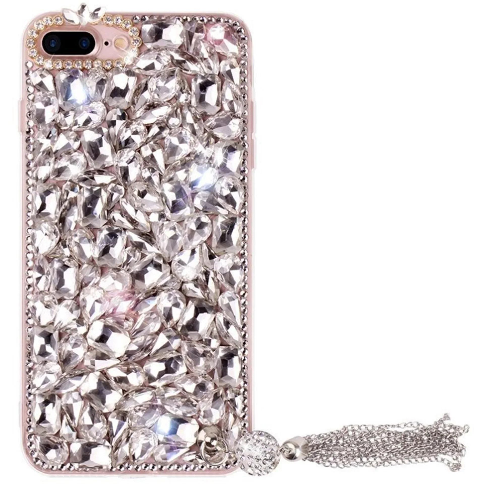 Bling Jewelry Rhinestone Crystal Diamond Soft Phone Case Cover for iPhone, 15, 13, 14, 12, 16Pro, X, 16Plus, XR, XS Max