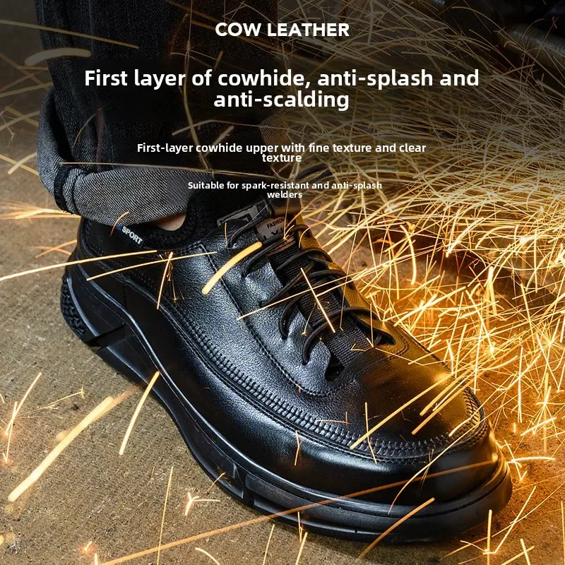 Genuine Leather Composite Toe Insulation Men Labor Protection Shoes Metal-free Indestructible Non-slip Work Footwear