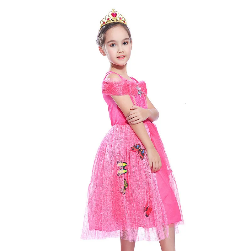 Fantasy halloween attire beauty beauty dress dress up children aurora princess party cosplay dress girl long roseo dresses