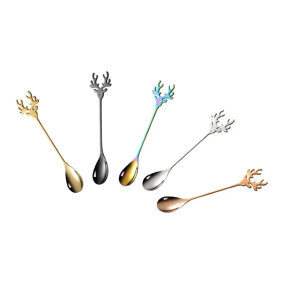 

5 Pcs Head Coffee Spoons Stainless Steel Smooth Surface Easy Clean Christmas Dessert Dessert Spoons Kitchen Party Tool