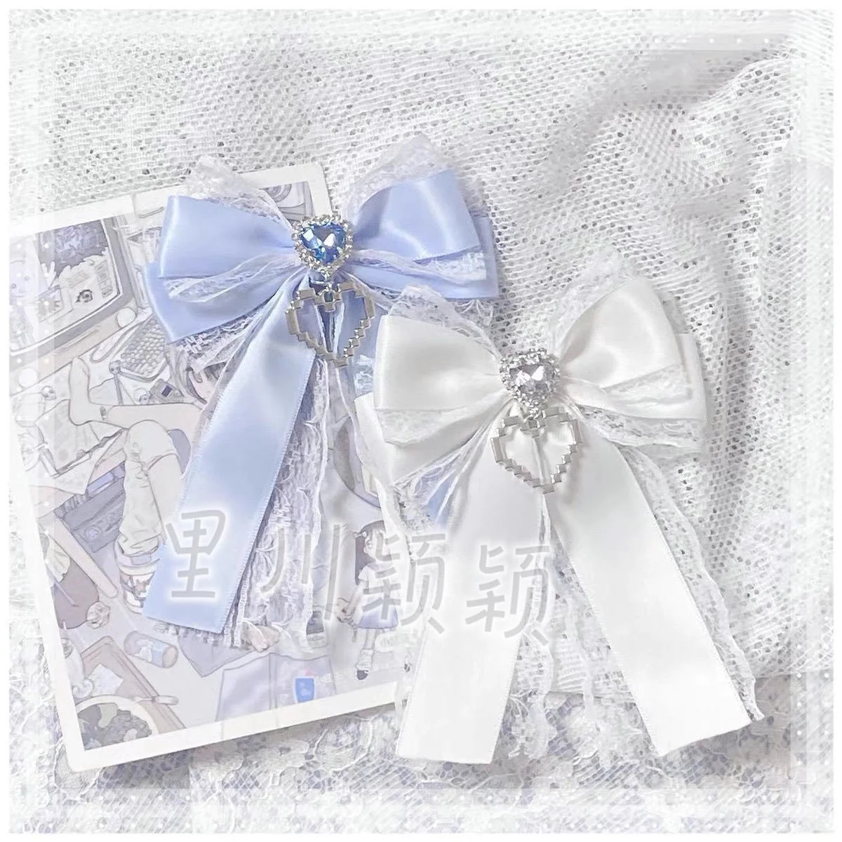 1pair Lace Ribbon Bow Sweet Lolita Ita Bag Accessories Hand Made Hair Hoop Bowknot Anime Anime Cosplay Crafts