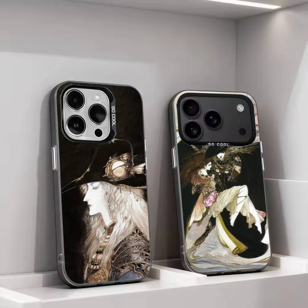 A-Art Y-Yoshitaka A-Amano Silver Gray Soft Protective Phone Case For iPhone 11,12,13,14,15,16,17 Pro Max Plus Air Mini