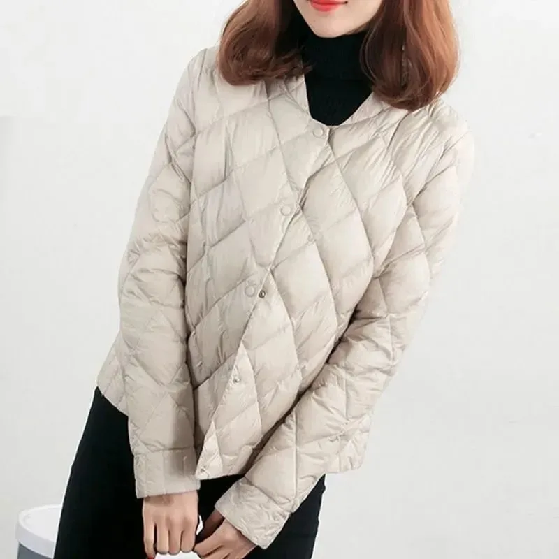 Light Thin Women\'s Down Cotton Coat 2024 Winter New Parkas Short Female Korean Loose Thin Jacket Stitching Padded Overcoat Tops