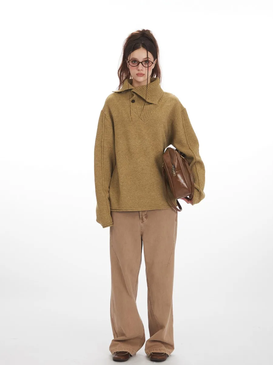 비대칭 칼라 니트 디자이너 겨울 의류 여성용 우아한 여성 스웨터 긴 소매 탑 오피스 레이디 트렌드