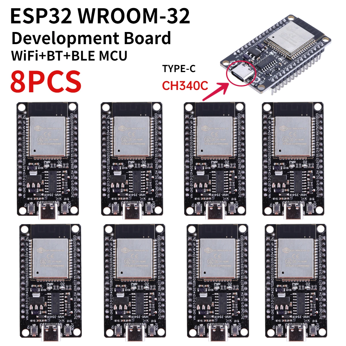 ESP32 -32 Development Board TYPE-C CH340C/ USB CP2102 WiFi+Bluetooth Ultra-Low Power Consumption Dual Core Wireless Module image 3