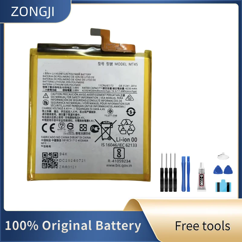 

ZONGJI New Compatible Battery For Motorola Edge 20 Pro / Edge S Pro XT2153-1 MT45 4500mAh Batteries + Free Tools