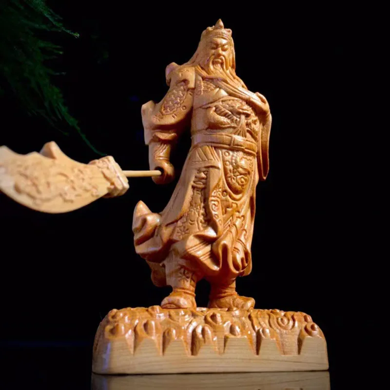 

Arborvitae Wood Carving Stand Knife Stand Guan Gong Buddha Ornament Wu Fortuna Statue Creative Car Accessories Lord Guan The Sec