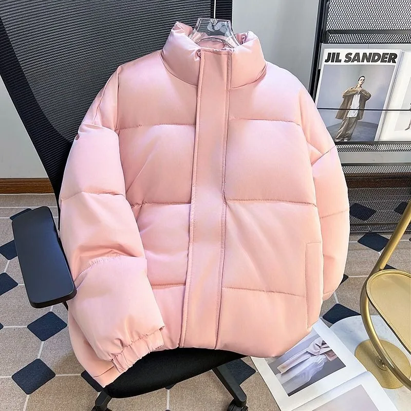 Pure black lightweight down jacket for men, winter youth, two cotton jacket, cotton jacket, high street standing collar face