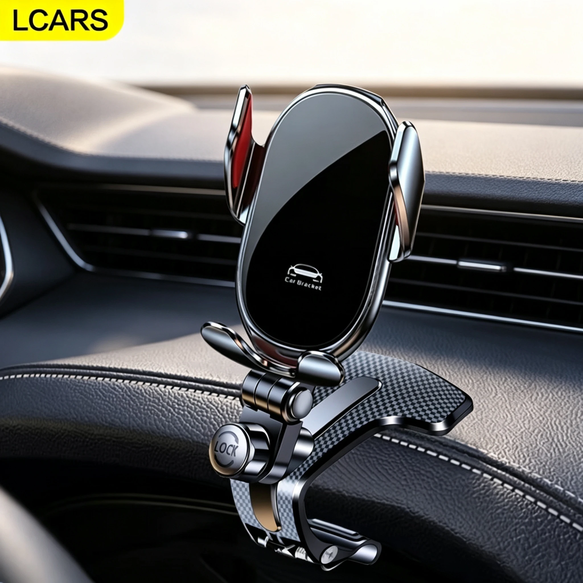Lcars Premium Silver Car Phone Holder, with a Strong Grip That Won'T Fall Off Easily, Supports Multi-Angle Adjustment and Rotation, Strong Clamping Claw That Stays Firm, Compatible with Various Phone Models, Can Be Operated with One Hand, Protects the Phone and the Original Car Interior, High-Quality Car Accessory, Suitable for Both Male and Female Car Owners