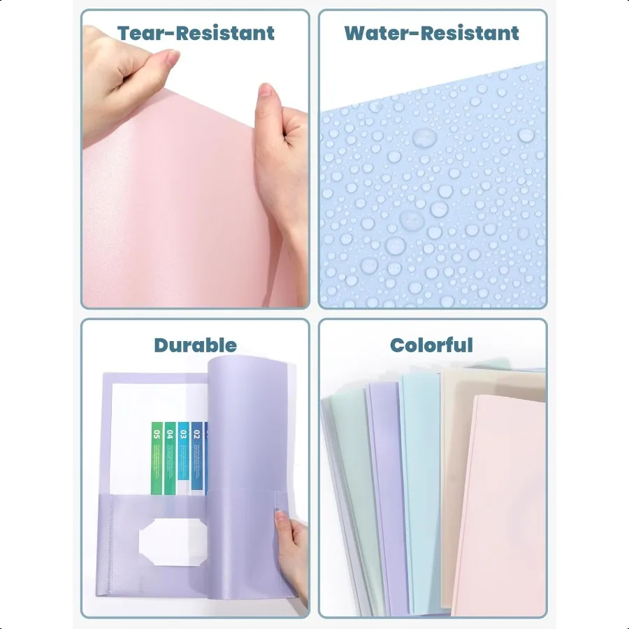 Cartelle a 2 tasche con punte Confezione da 12 cartelle in plastica colori pastello con tasche e punte adatte alla cartelle in poliestere formato lettera con Po