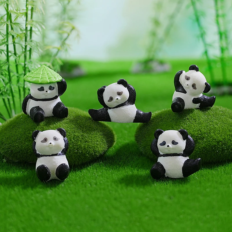 

1 Pcs Miniature Panda Resin Figurines Cute Landscape Garden Dollhouse DIY Ornaments For Kids Gift Desktop Decoration