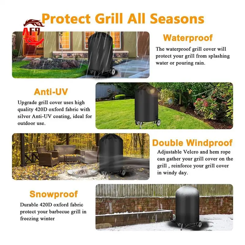 

AF90-Карка для гриля для 22-дюймового угольного чайника, уличный водонепроницаемый чехол для барбекю для 22-дюймового угольного чайника, черный цвет