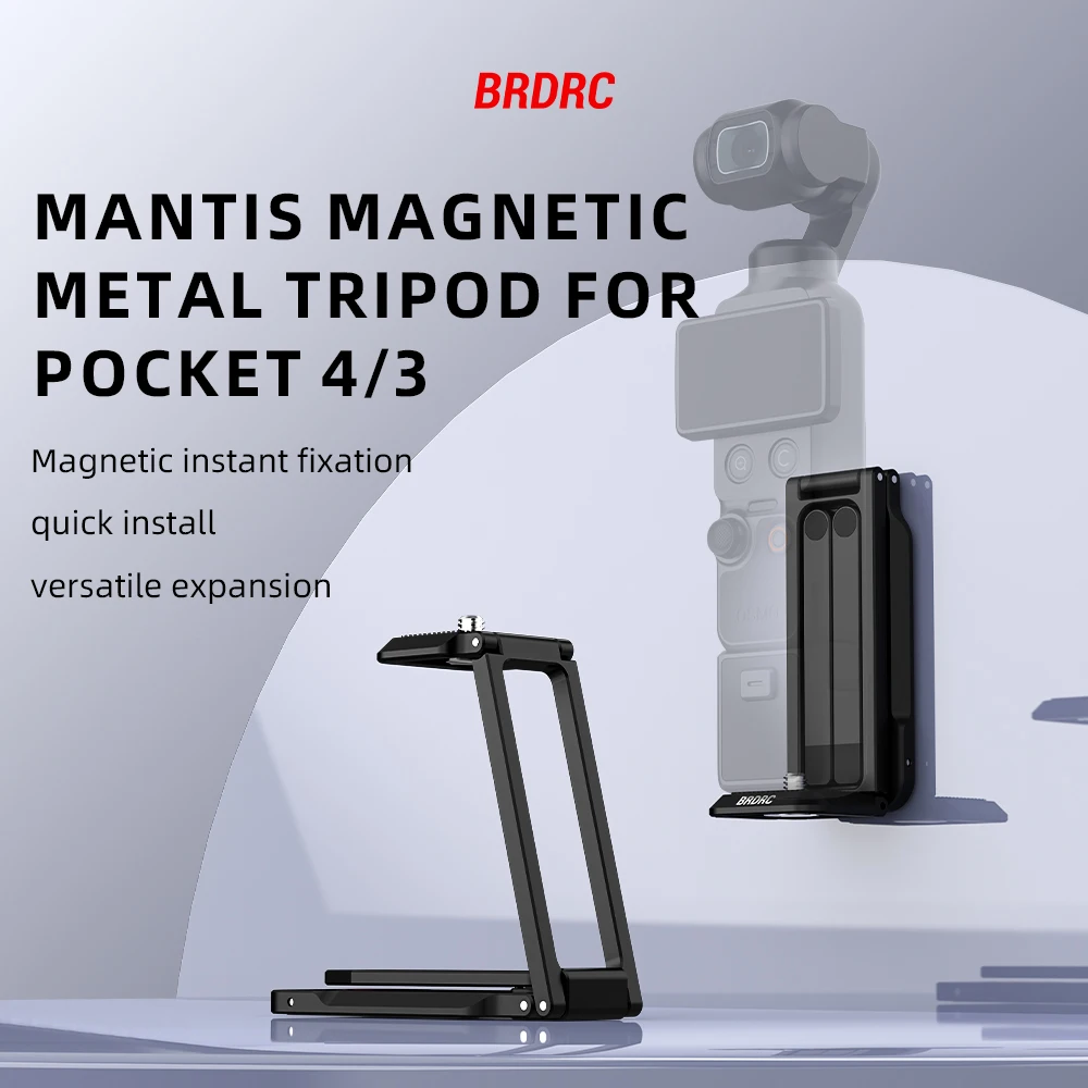 BRDRC Magnetisches Schnellwechsel-Stativ für DJI Pocket 4P/4/3/Insta360 Luna Ultra Faltbares Metall-Fotografie-Stativ mit Verstecktem Haken – Detail 1