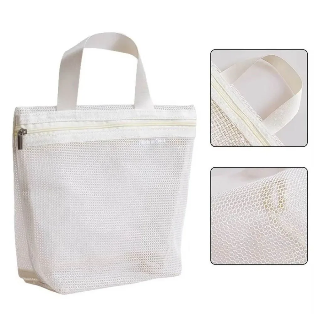Mesh Toiletry Storage Bag Portable Hanging Shower Organizer Travel Hollow Out Drain Pouch Thickened Polyester Cosmetic Bag