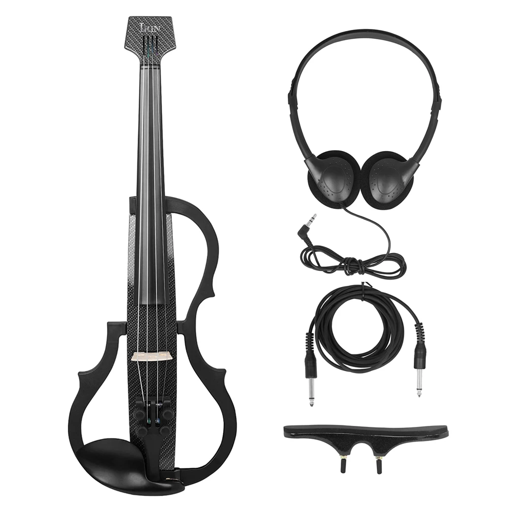 IRIN 4/4 Electric Violin Carbon Fiber Violin with Shoulder Rest Headphones Professional Performance and Practice Strings